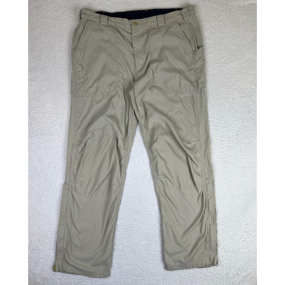 L.L. Bean Rain Pants Mens XL Beige Nylon Hiking Zip Ankle Zip Pocket Outdoor